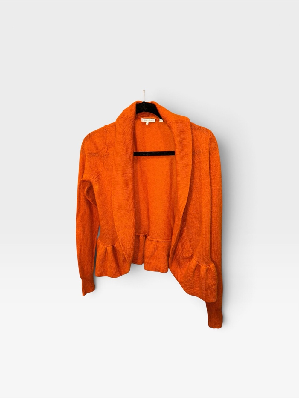 360 Cashmere Orange Open-Front Shawl Collar Cardigan S